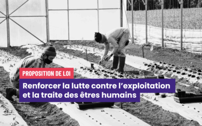 Travaux en vue du dépôt d’une proposition de loi visant à renforcer la lutte contre l’exploitation et la traite des êtres humains